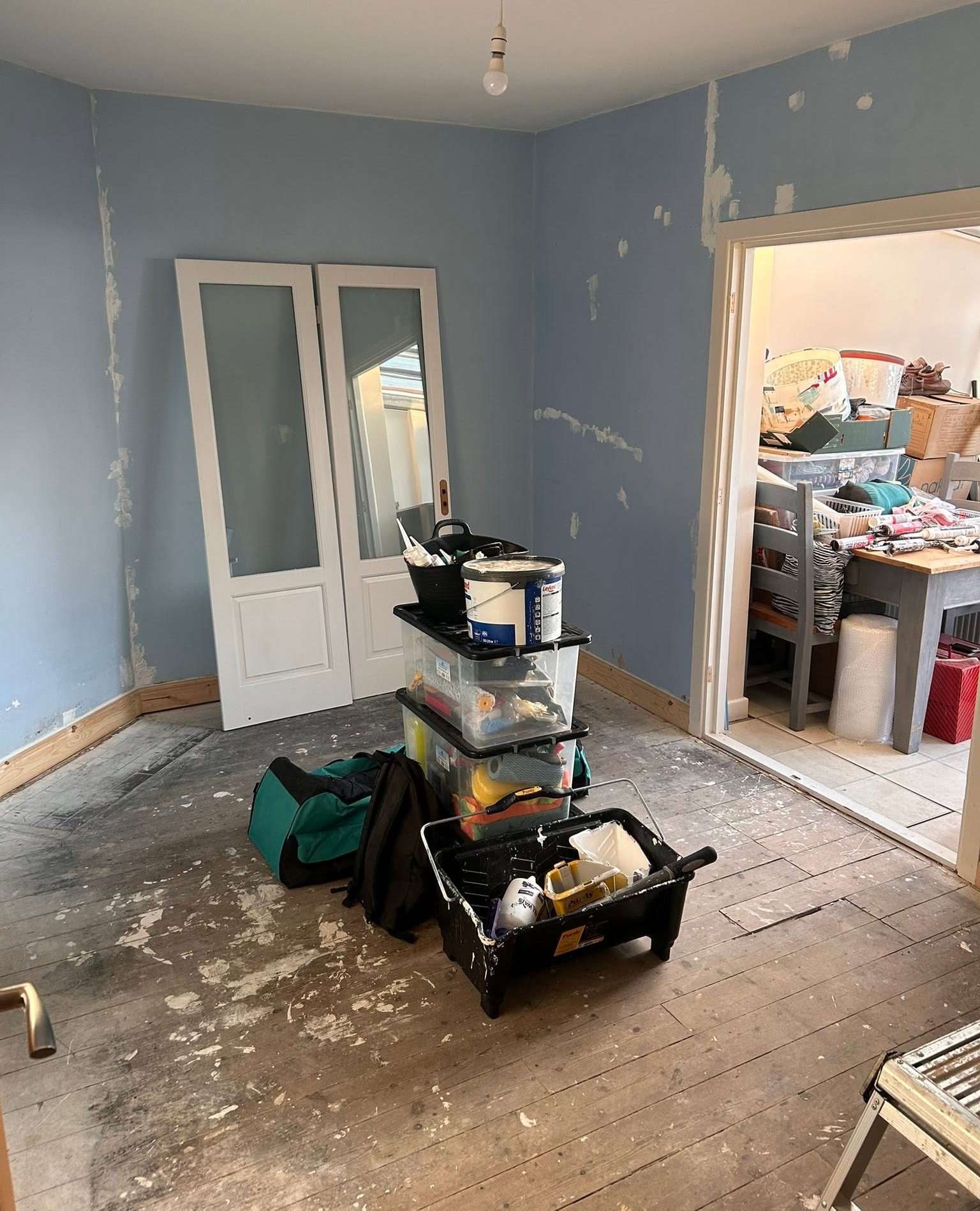Client wall painting project showing progress